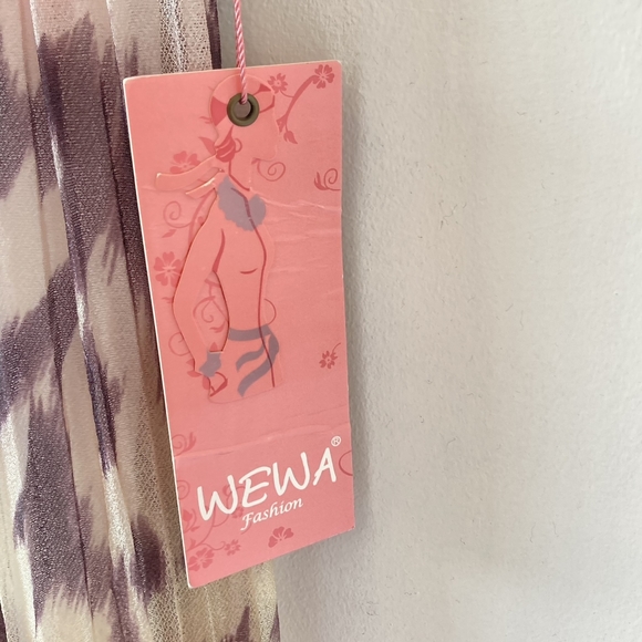 BNWT Wewa Women's Coral/Brown Floral Elasticated Waist Maxi Chiffon Skirt Sz 12 - Picture 8 of 16